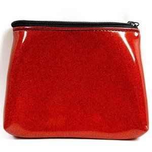 90's Vintage Red Glitter Vinyl Pouch Wallet Make-up Bag Clutch Coin‎ Purse